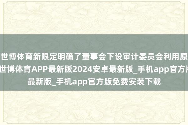 世博体育新限定明确了董事会下设审计委员会利用原监事会的权力-世博体育APP最新版2024安卓最新版_手机app官方版免费安装下载